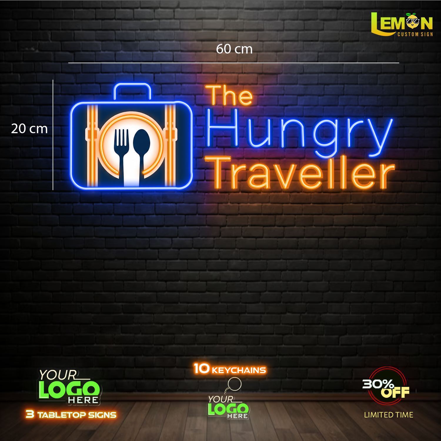THE HUNGRY TRAVELLER | LED NEON SIGN (WATERPROOF SIGN)