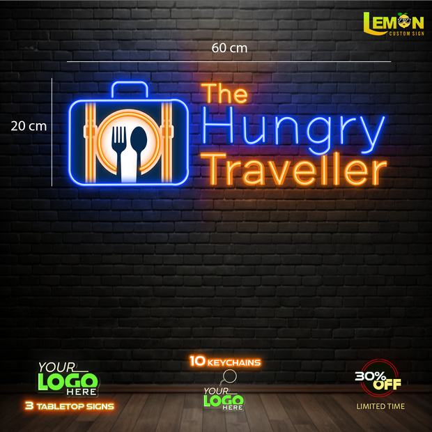 THE HUNGRY TRAVELLER | LED NEON SIGN (WATERPROOF SIGN)