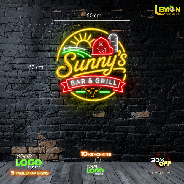 SUNNY'S BAR & GRILL| LED NEON SIGN ( WATERPROOF SIGN)