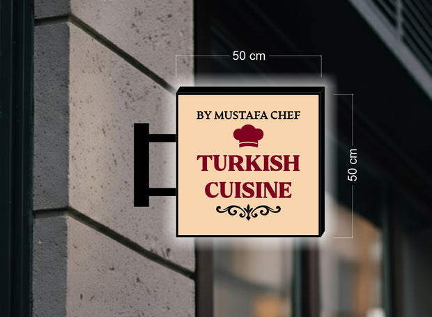 TURKISH CUISINE | ILLUMINATED BLADE SIGN (50X50cm)