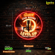 LEVEL UP PODCAST STUDIO | LED NEON SIGN ( 15 Free Keychains and 3 Tabletop Signs)