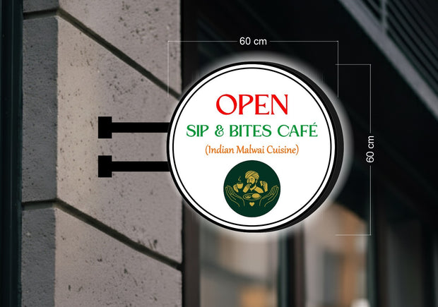 SIP & BITES CAFÉ  | ILLUMINATED BLADE SIGN