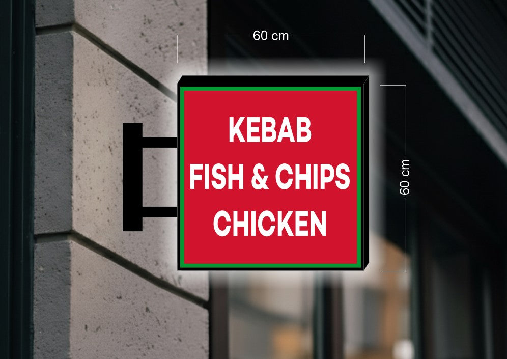 KEBAB FISH & CHIPS CHICKEN | LED NEON SIGN (60x60cm)