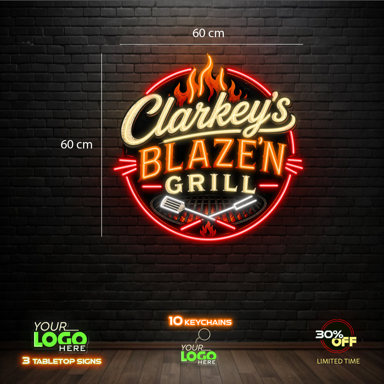Clarkey's Blaze'n Grill | LED NEON SIGN