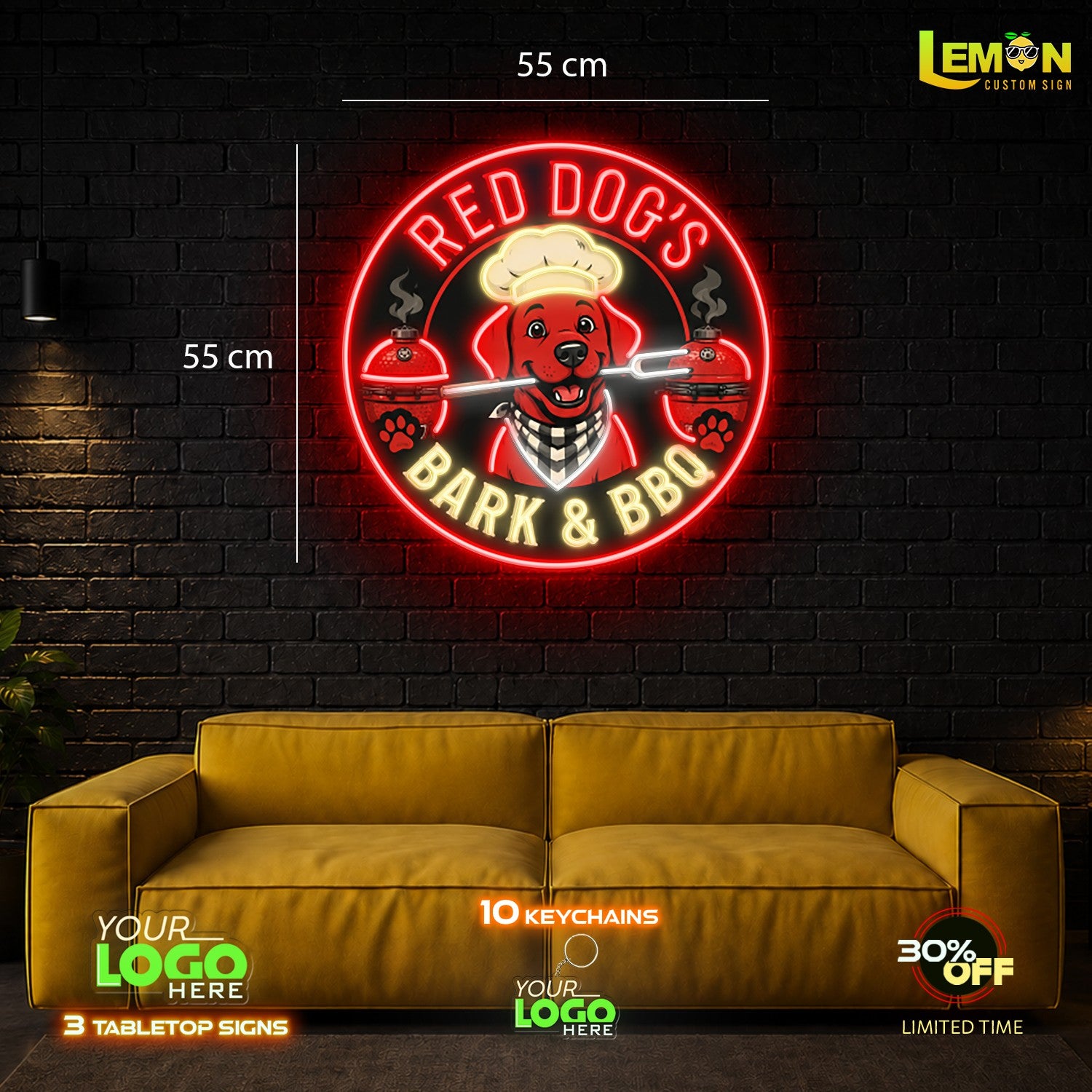 RED DOG'S BARK & BBQ | LED NEON SIGN