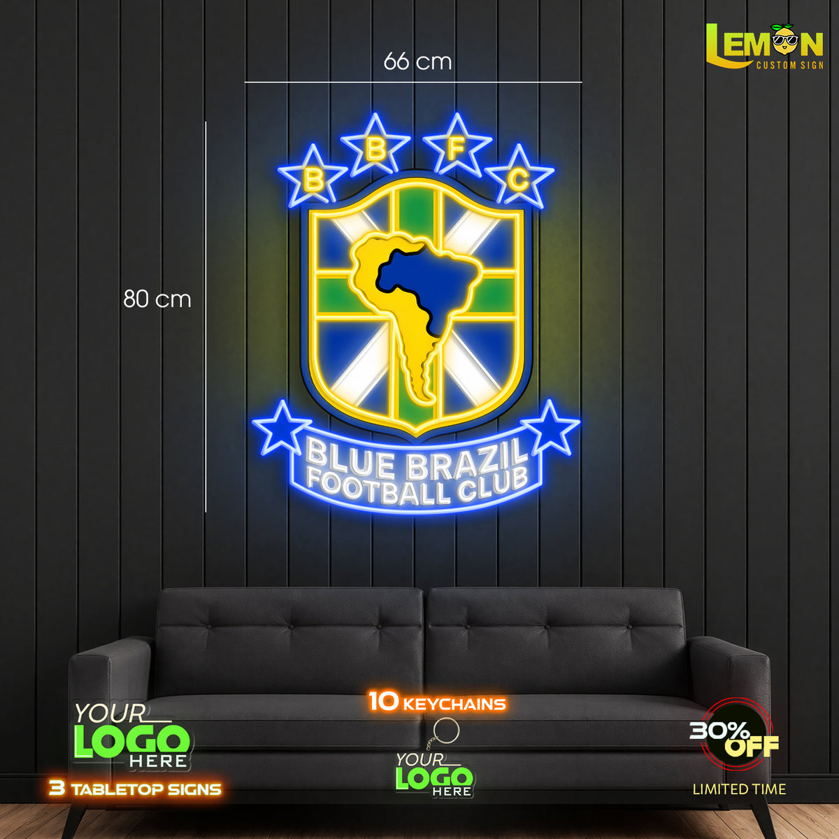 BLUE BRAZIL FOOTBALL CLUB  | LED NEON SIGN