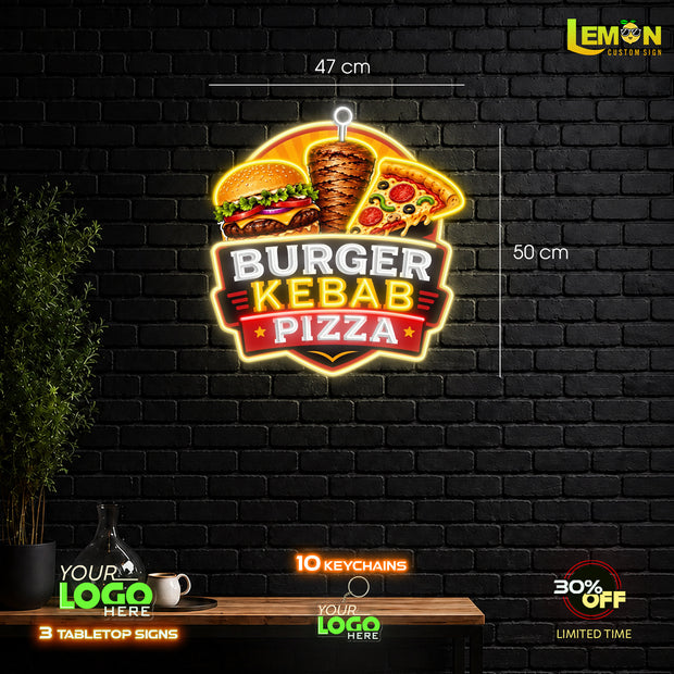 BUGER KEBAB PIZZA| LED NEON SIGN (2 SIGNS)