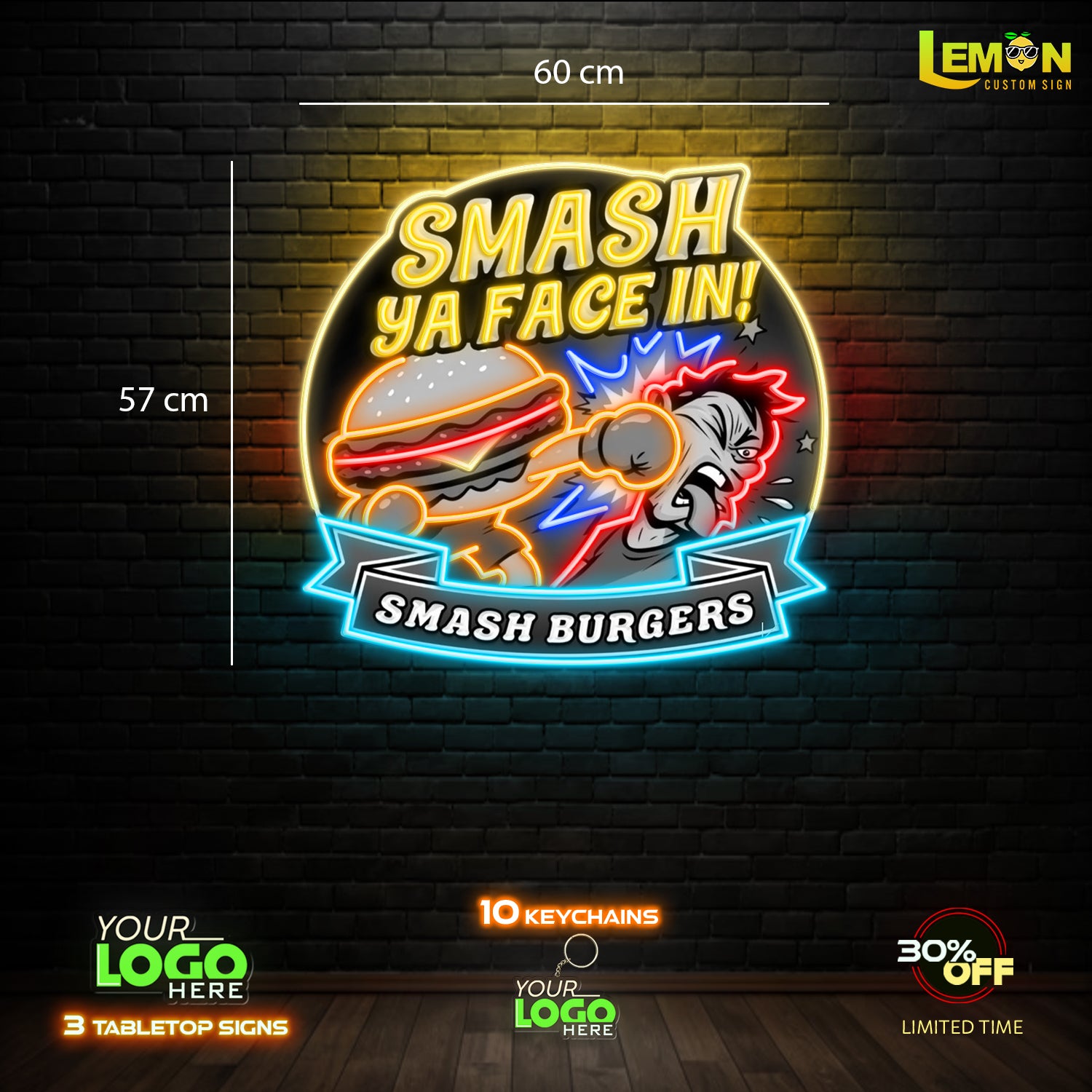 SMASH BURGERS | LED NEON SIGN ( WATERPROOF SIGN)