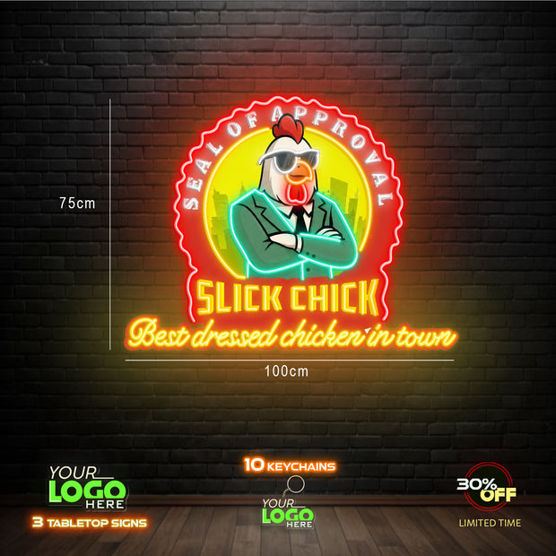SLICK CHICK | LED NEON SIGN (15 keychains and 3 tabletop signs)