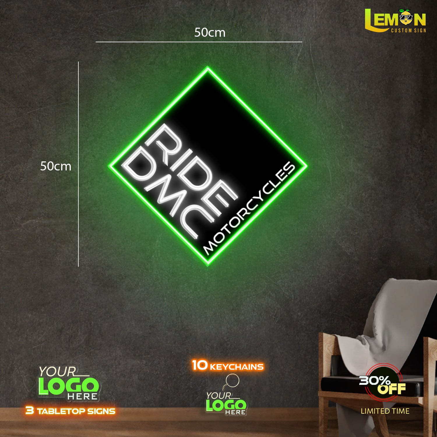 RIDE DMC | LED NEON SIGN (50X50CM)