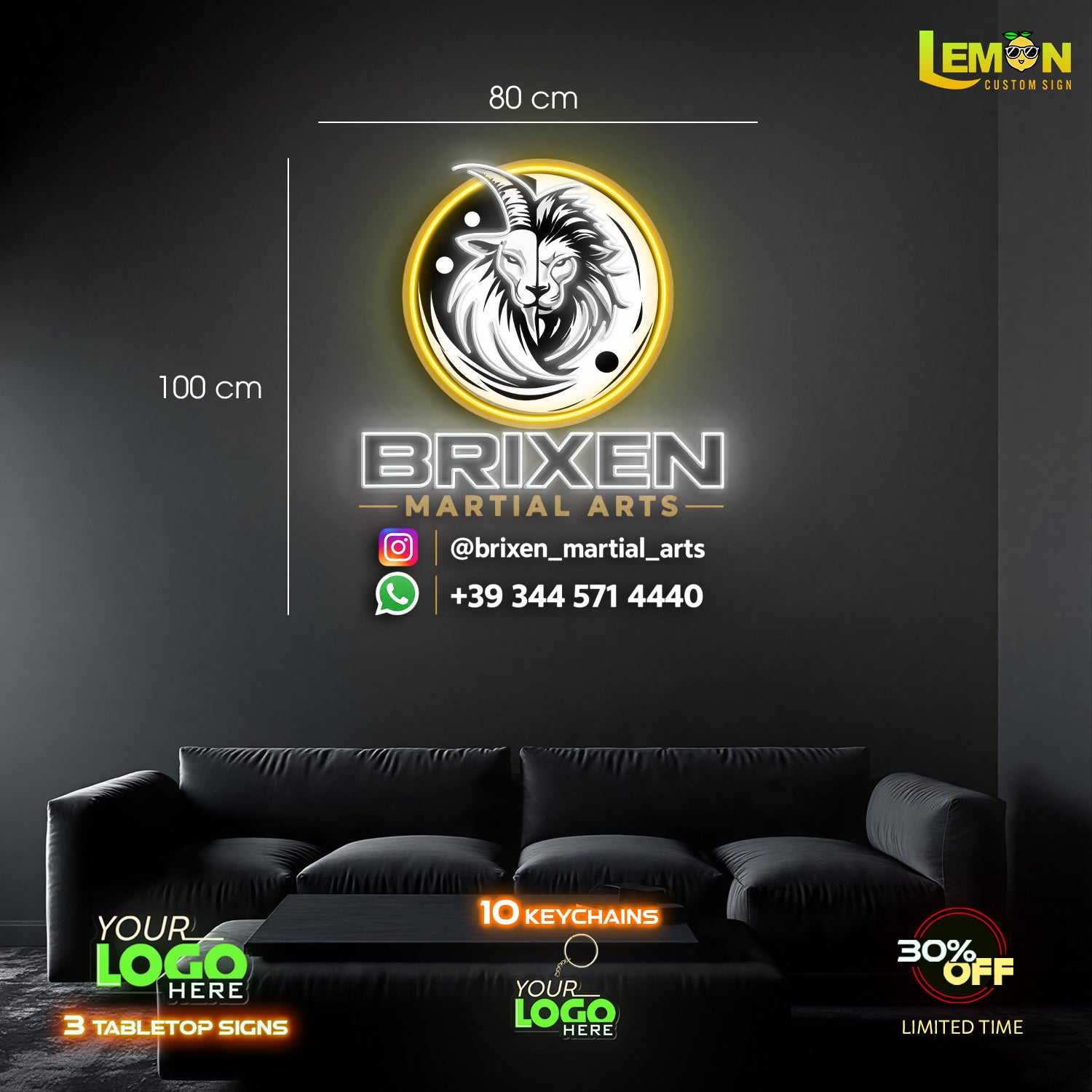 BRIXEN MARTIAL ARTS | LED NEON SIGN ( 2 OUTDOOR SIGNS)