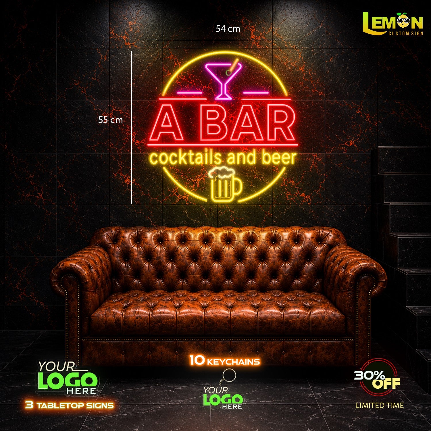 A BAR COCKTAILS AND BEER | LED NEON SIGN (5 SIGNS)