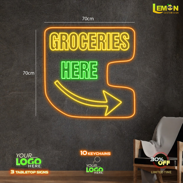 ROLL REFRESH; Groceries here | LED NEON SIGN (2 SIGNS)