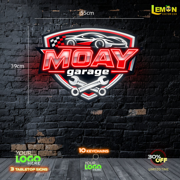 MOAY Garage | LED NEON SIGN ( 1 Led Neon Sign And 2 UV Printing Signs)