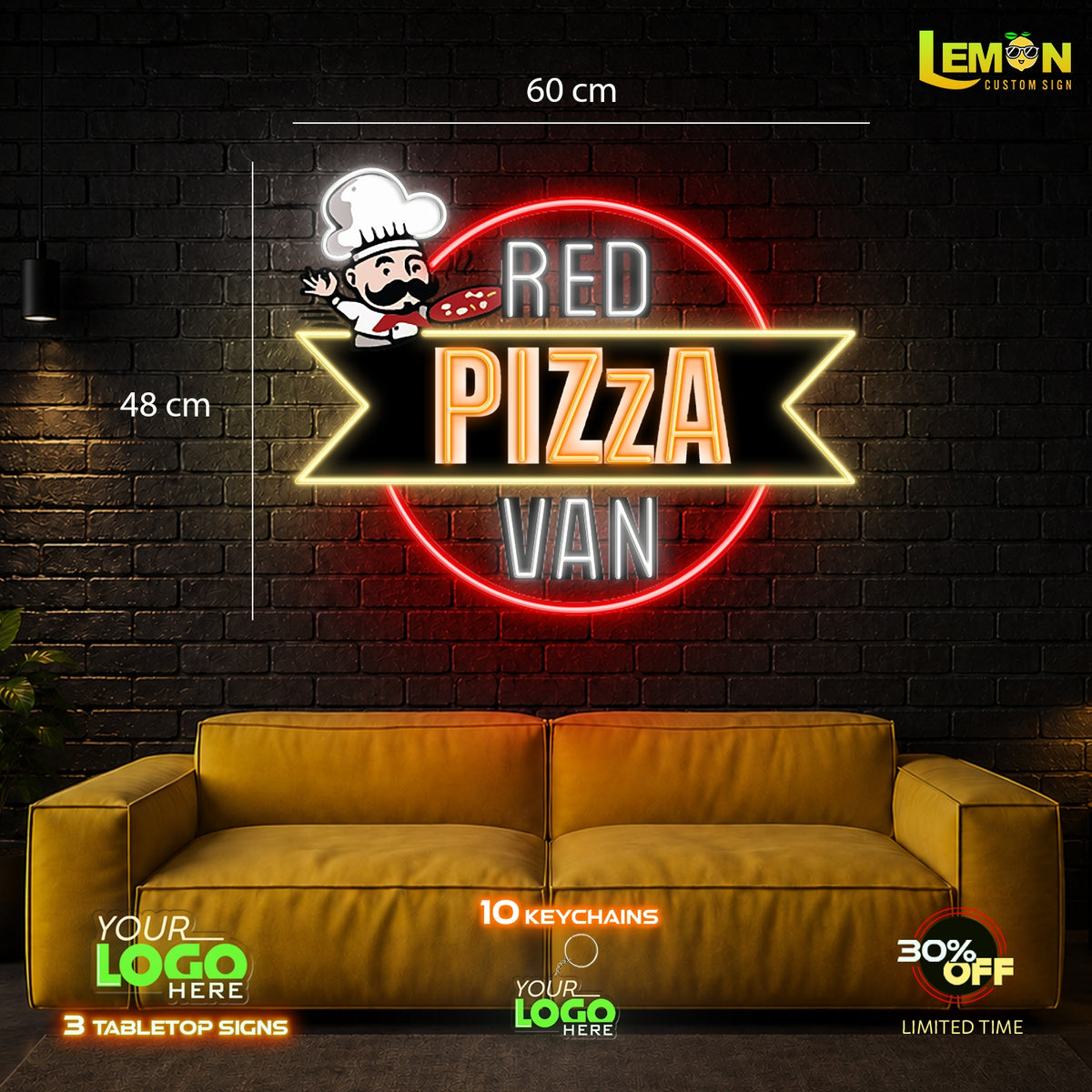 RED PIZZA VAN | LED NEON SIGN