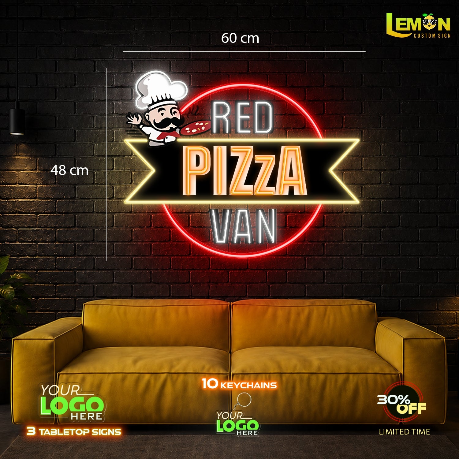 RED PIZZA VAN | LED NEON SIGN