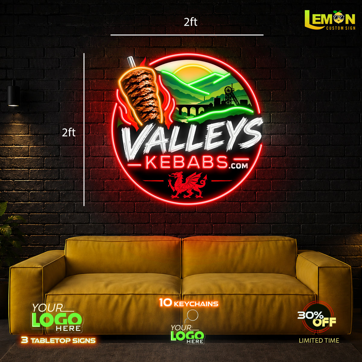 VALLEYS KEBABS | LED NEON SIGN ( OUTDOOR SIGN)