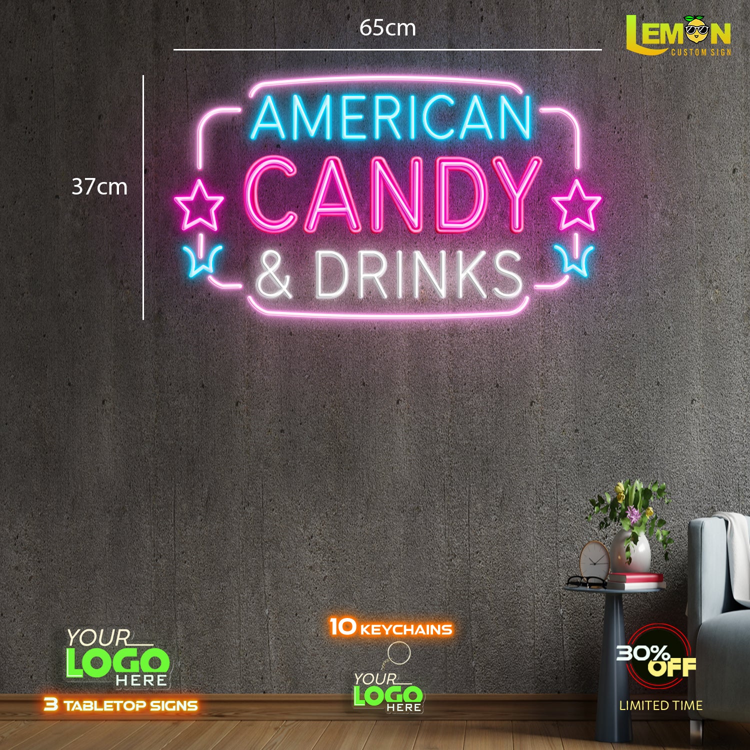 AMERICAN CANDY AND DRINK | LED NEON SIGN